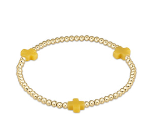 Enewton: Signature Cross Bracelet Gold Pattern 3mm Bead in Canary Yellow