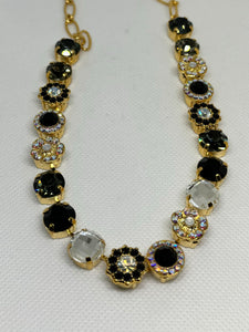 Mariana: Gold Large Rosette Necklace in "Obsidian Shores"