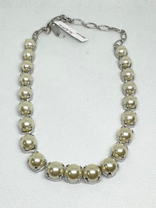 Mariana: Silver Large Round Necklace in "Pearl"