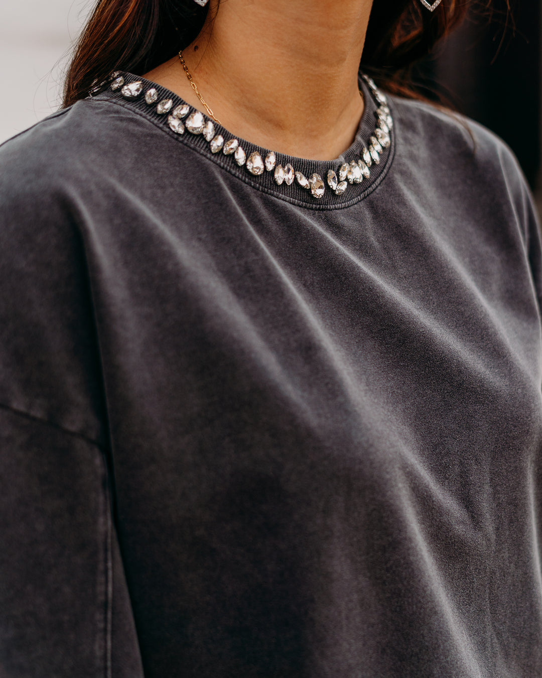 Another Love: Zella Sweater in Black Acid Wash