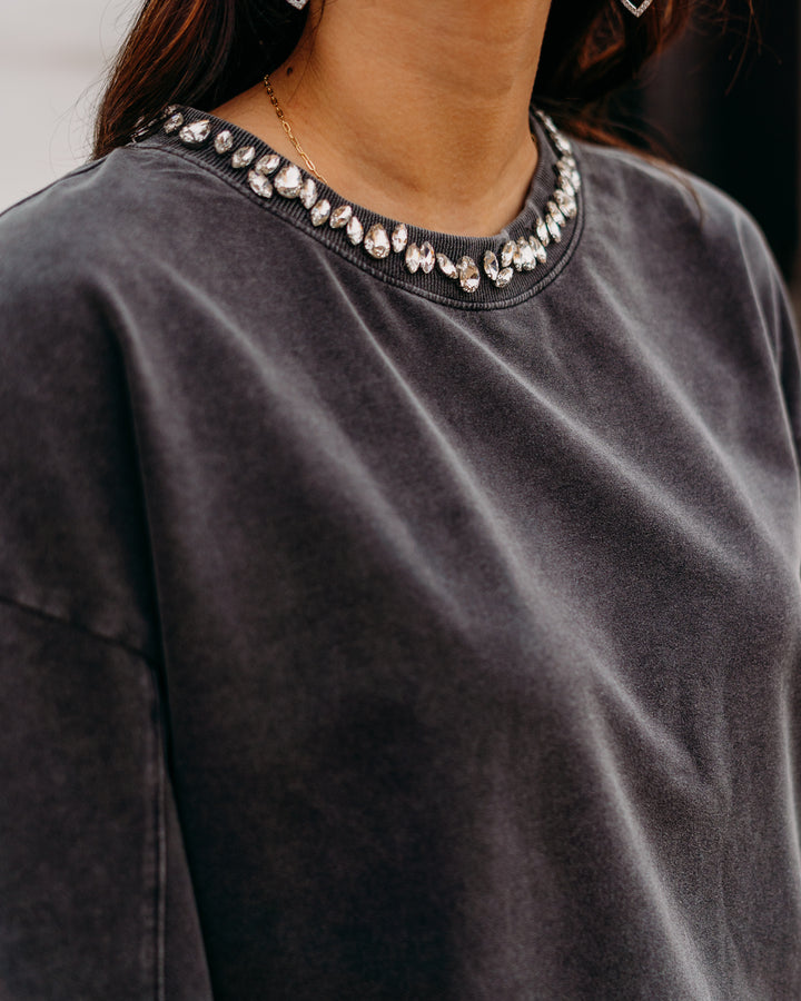 Another Love: Zella Sweater in Black Acid Wash