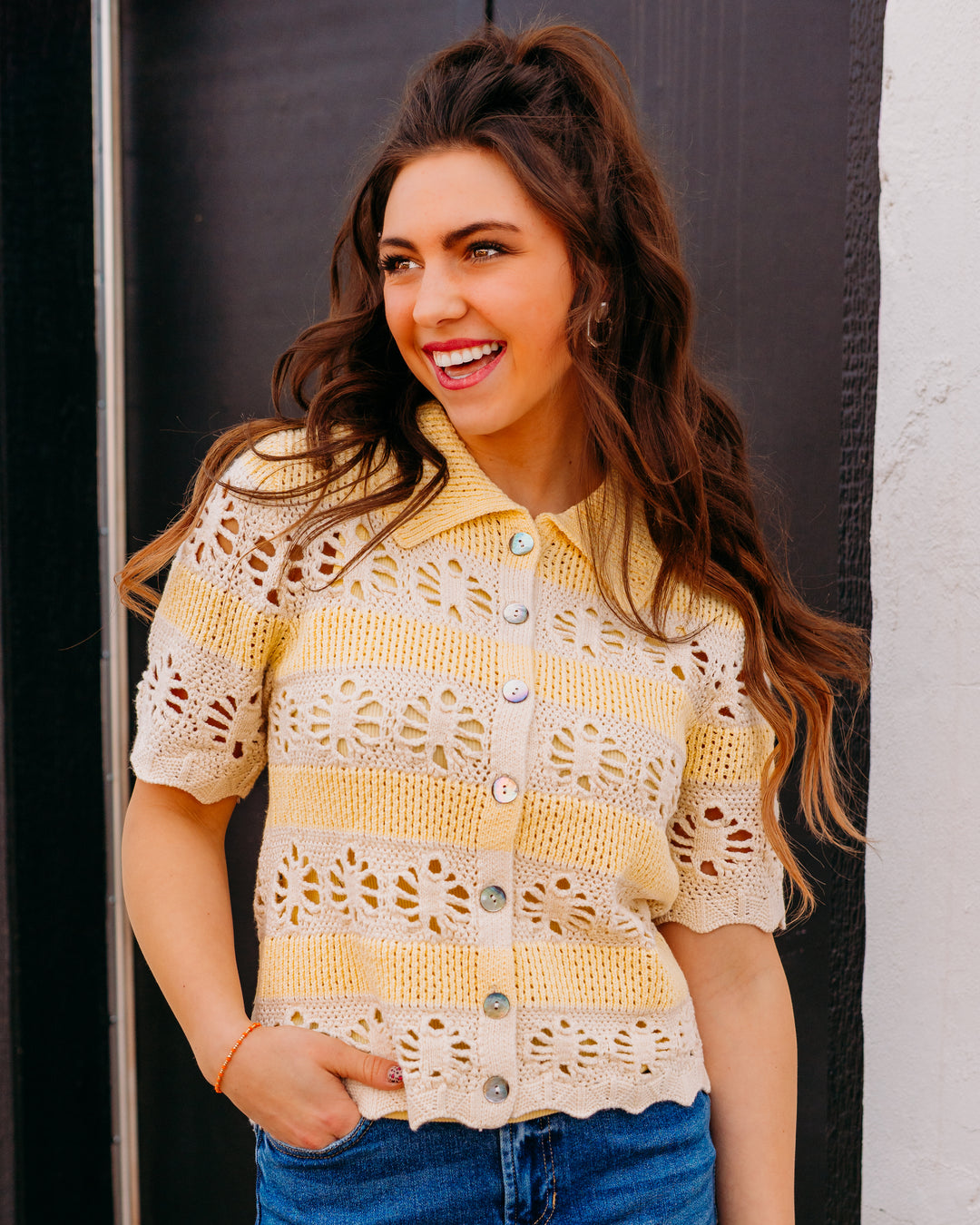 Another Love: Andrine Top in Cream and Yellow - The Vogue Boutique