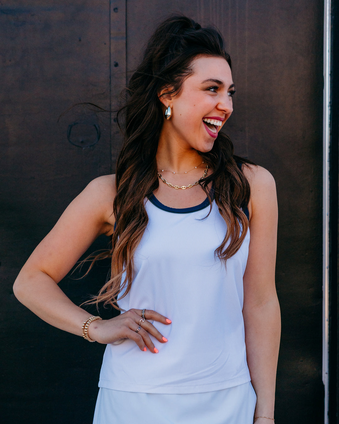 Varley: Tegan Performance Tank in White (VAR03099) - The Vogue Boutique
