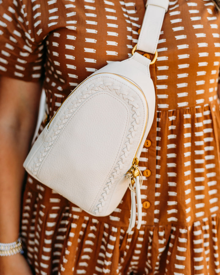 Hobo: Fern Embroidered Sling Bag in Birch