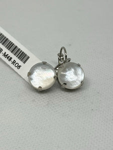 Mariana: Silver Large Everyday Rivoli Leverback Earrings in “White Shell”