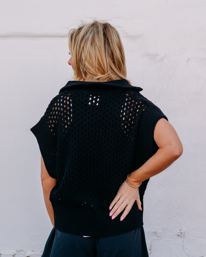 Varley: Gaines Half Zip Knit in Black (VAR01798) - The Vogue Boutique