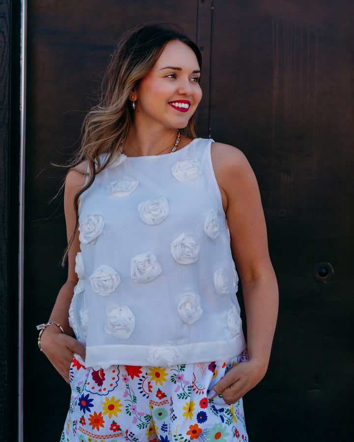 Joseph Ribkoff: Novelty Sleeveless Top With 3D Floral Embroidery (261220)