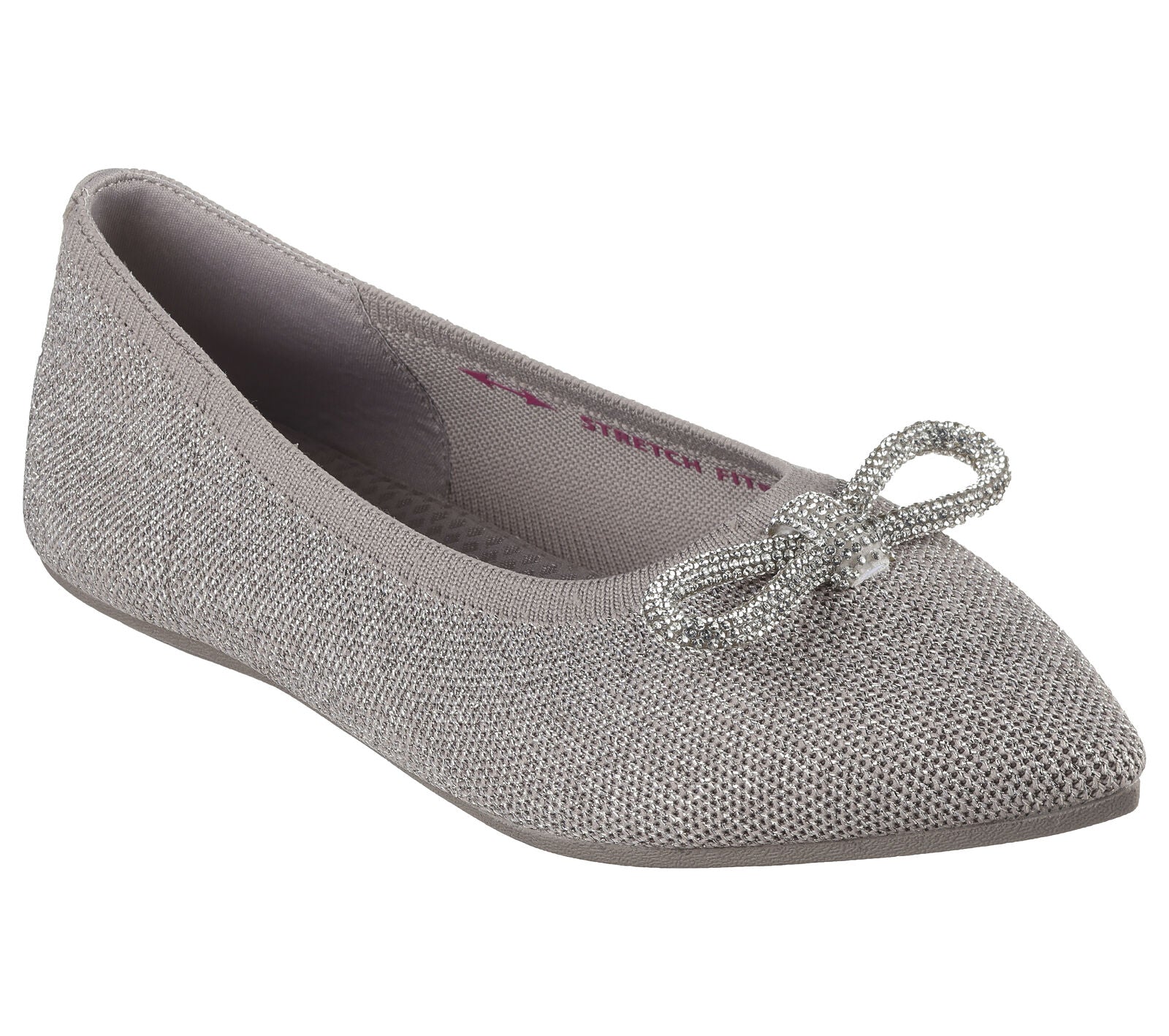 Skechers Cleo Point Flats in Glitzy Haze Taupe | Comfortable