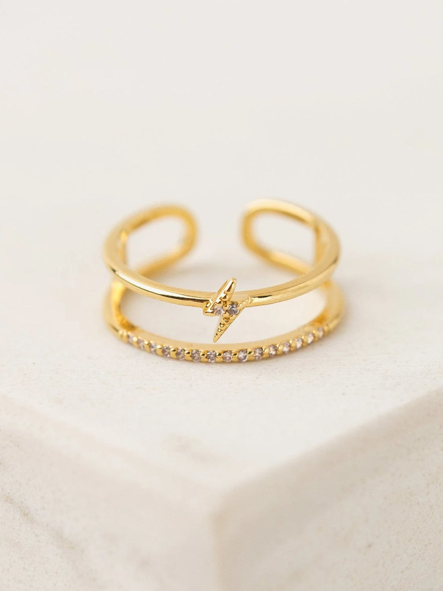 Lovers Tempo: Bolt Double Band Fortuna Ring in Gold