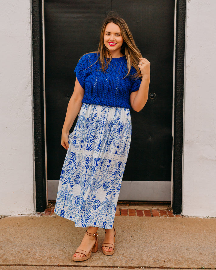 Z Supply: Nadine Palm Maxi Dress in Nautical (ZD261368) - The Vogue Boutique