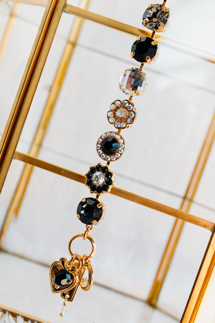Mariana: Gold Large Rosette Bracelet "Obsidian Shores"