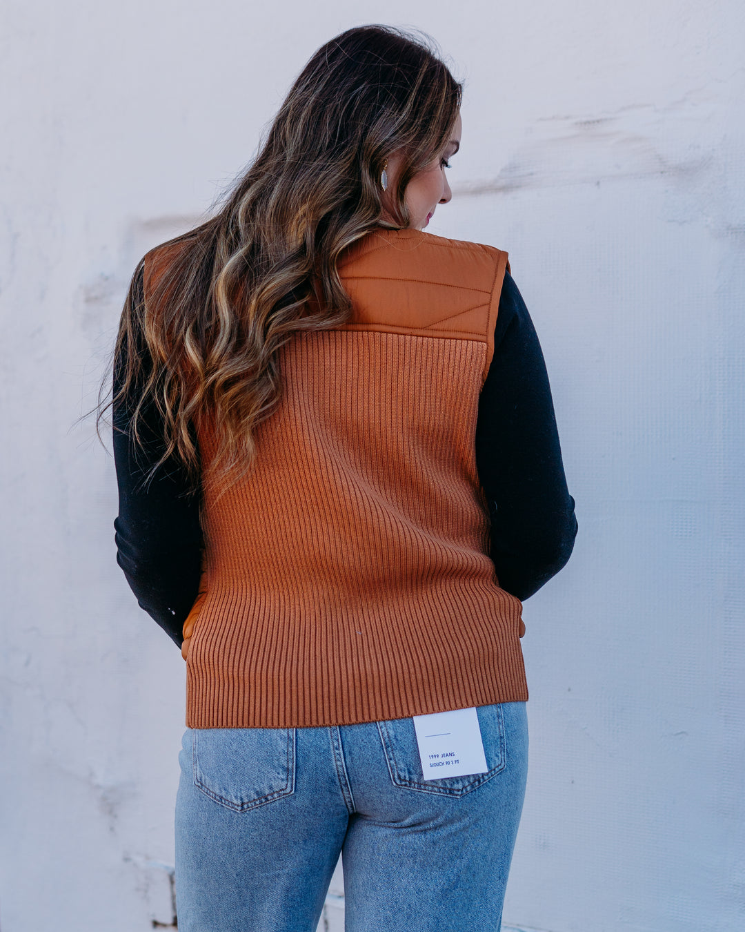 Liverpool: Sleeveless Quilted Front Full Zip Sweater Vest in Tumeric