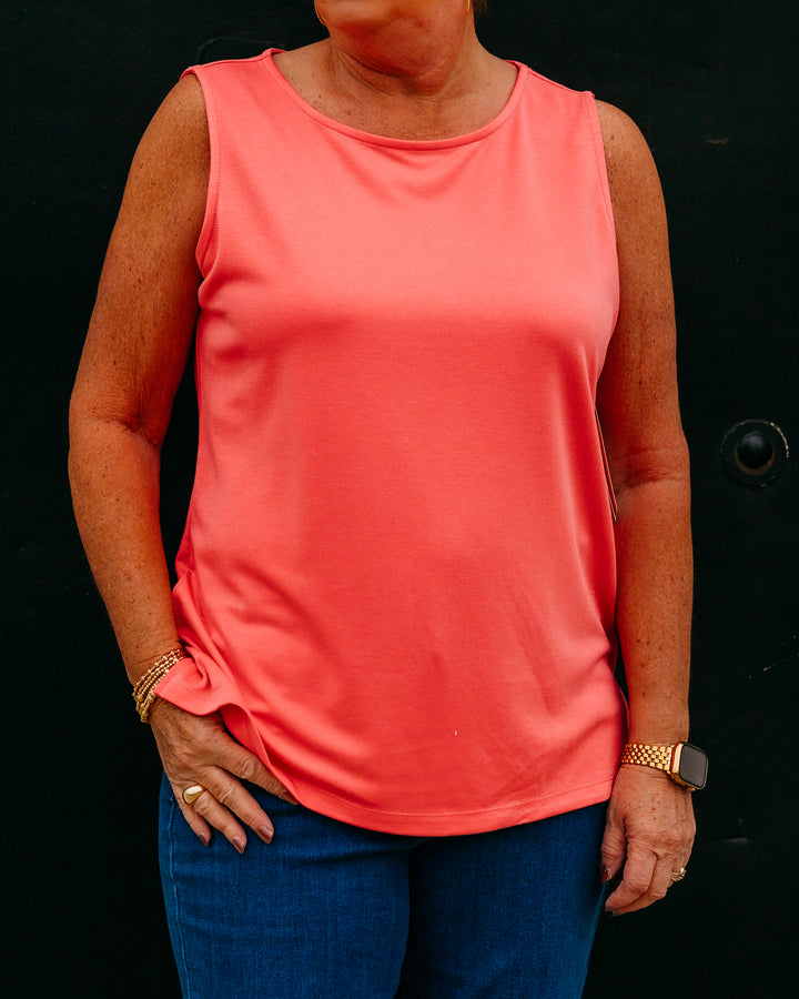 Multiples: High Neck Tank Top in Coral Pink (M26101TM)