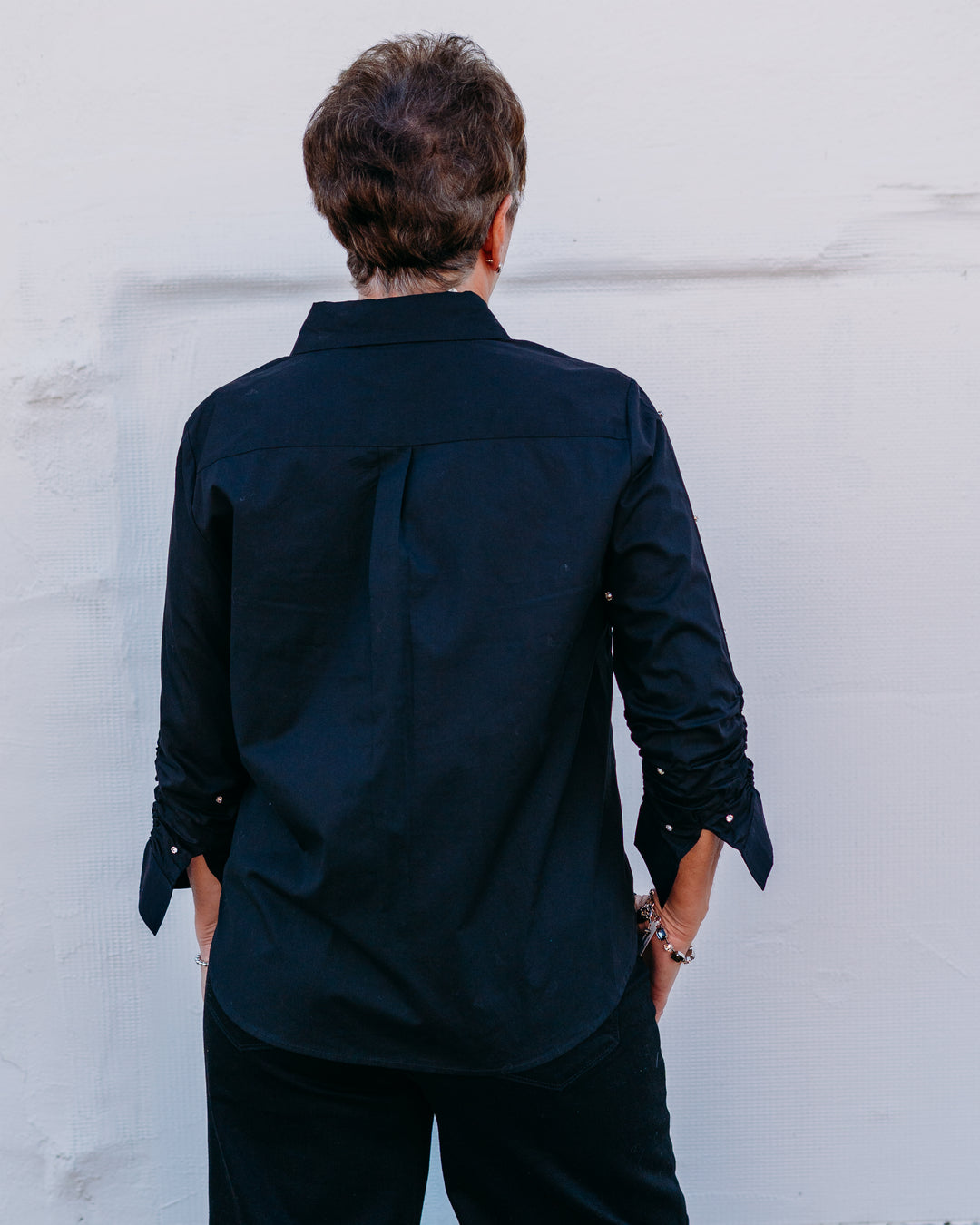 Karen Kane: Embellished Shirt in Black
