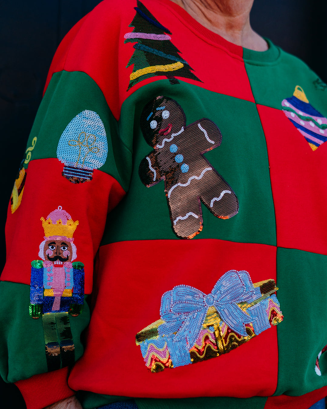 Queen Of Sparkles: Checkered Christmas Sweatshirt