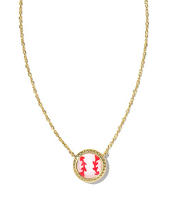 Kendra Scott: Baseball Short Pendant Necklace in Gold Ivory MOP