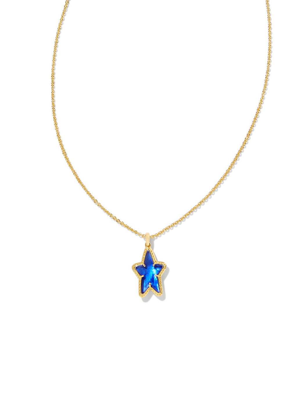 Kendra Scott: Ada Star Short Pendant Necklace in Gold Cobalt Blue Illusion