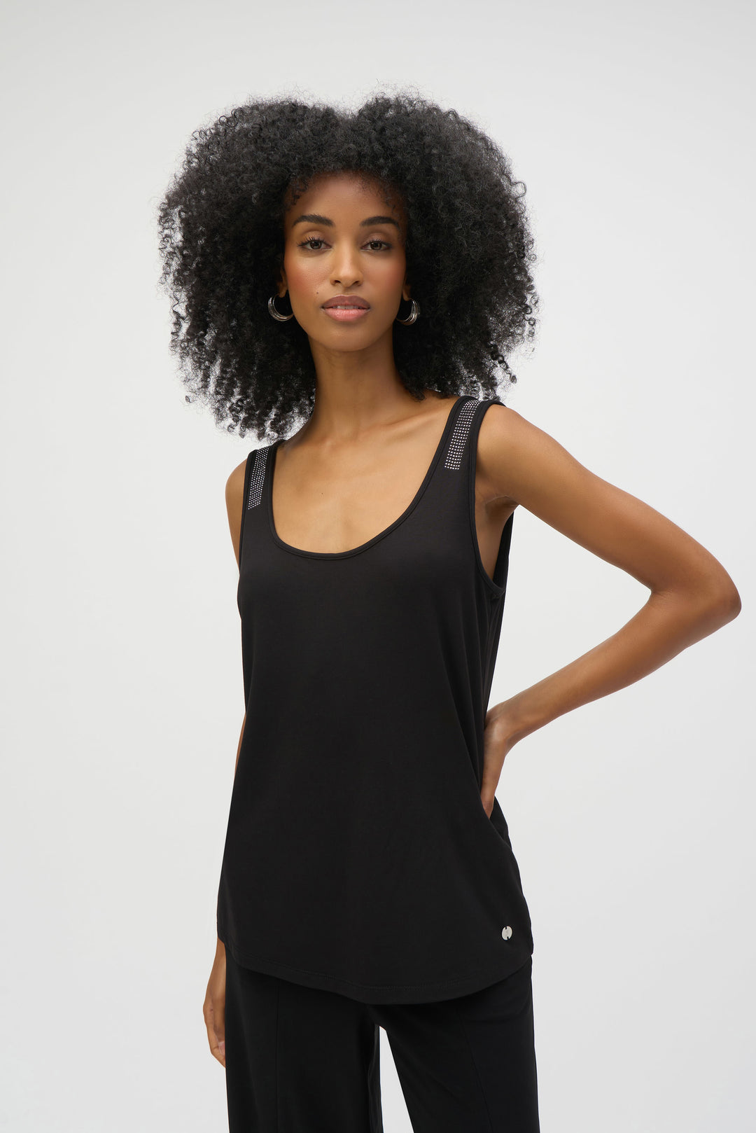 Joseph Ribkoff:Jersey Straight Fit Sleeveless Top in Black (252132) - The Vogue Boutique