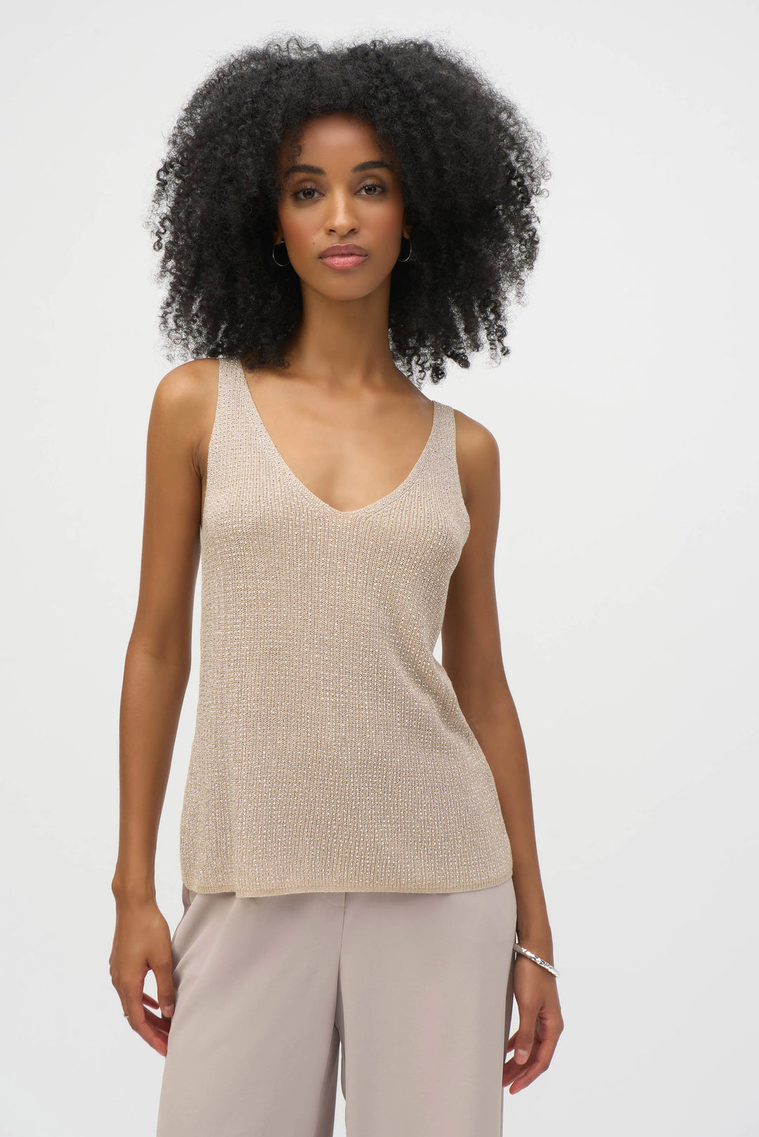 Joseph Ribkoff: Metallic Knitted Camisole with Rhinestones - 252915