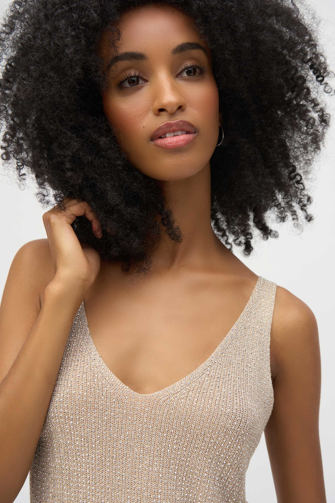 Joseph Ribkoff: Metallic Knitted Camisole with Rhinestones - 252915