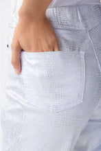 Load image into Gallery viewer, Joseph Ribkoff: White/Silver Metallic Animal Print Pull-On Jeans Style 241932

