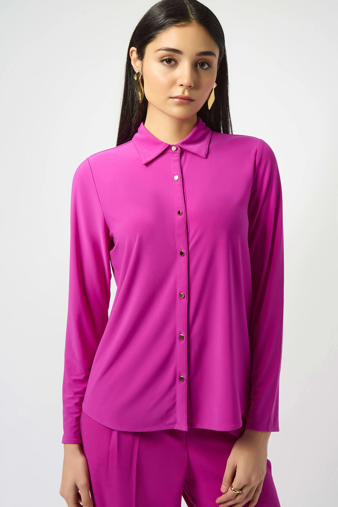 Joseph Ribkoff: Silky Knit Button-Front Straight Blouse (253941)
