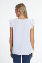 Load image into Gallery viewer, Multiples: Double Ruffle V-Neck Solid Crinkle Woven Tank Top in White M24606TM
