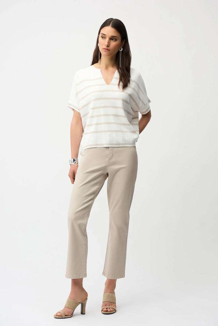 Joseph Ribkoff: Viscose Blend Stripe Print Short Sleeve Sweater (261921)