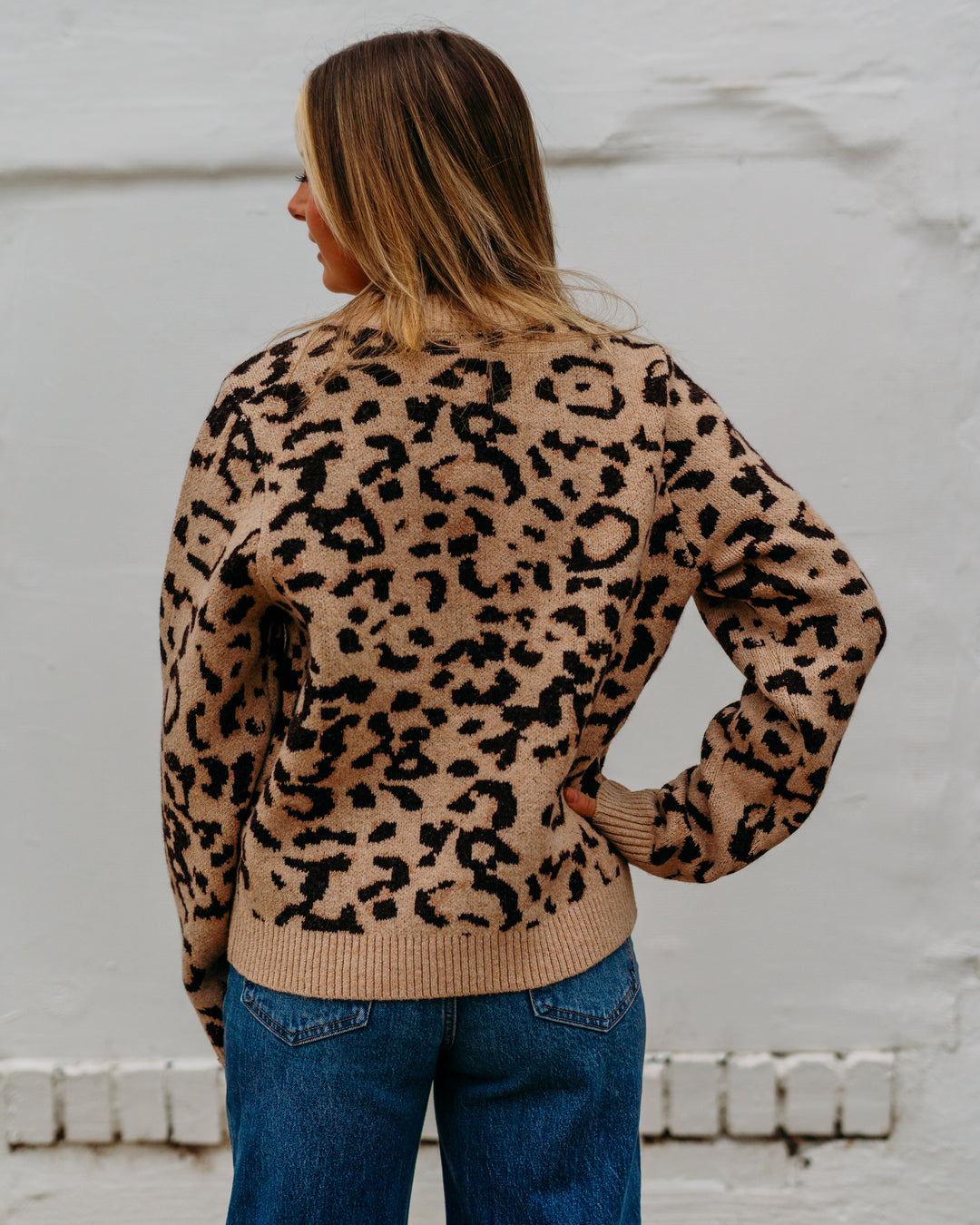 Kut: Gisela Animal Print Pullover Sweater in Beige and Brown