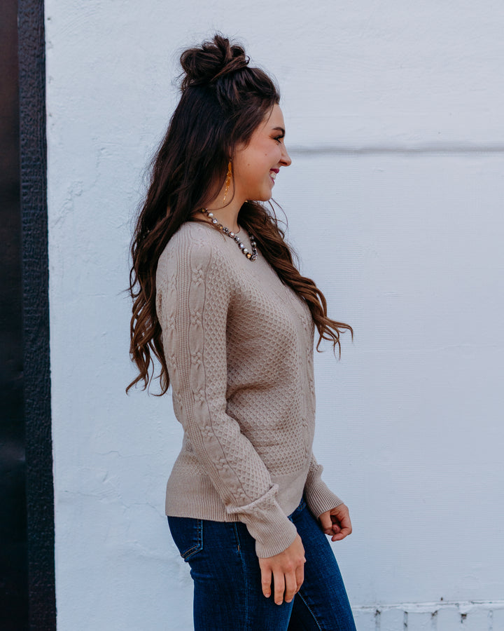 Liverpool: Long Sleeve Crew Neck Raglan Sweater in Harvest Khaki Melange