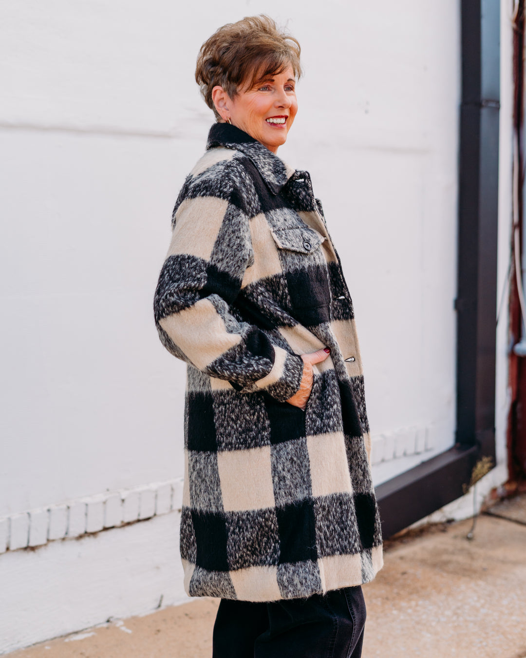 Dear John: Carmine Black/Cream Plaid Cardigan