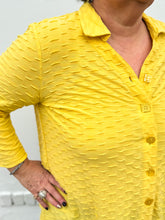 Load image into Gallery viewer, Multiples: Button Front Texture Knit Shirt in Marigold M14611BM
