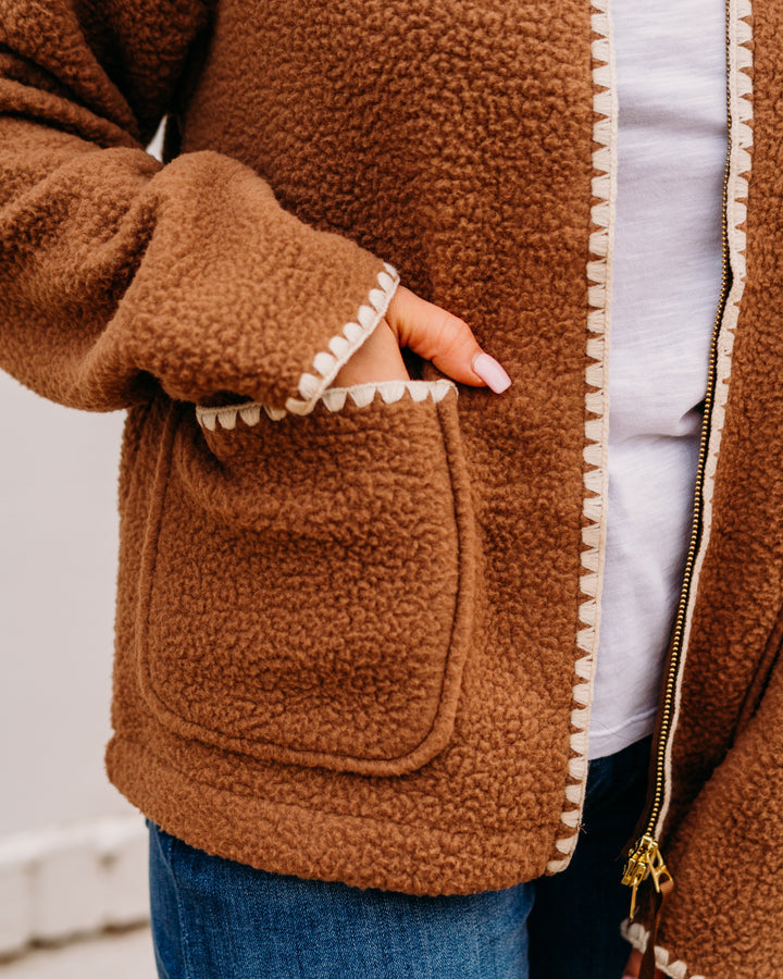 Varley: Ruiko Zip Through Fleece in Cocoa Dust