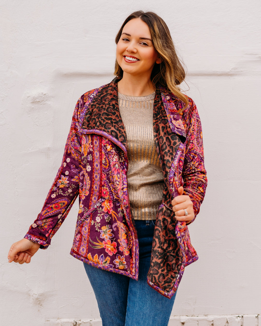 Johnny Was: Joan Wrap Binded Sherpa Jacket (Reversible) in Domi