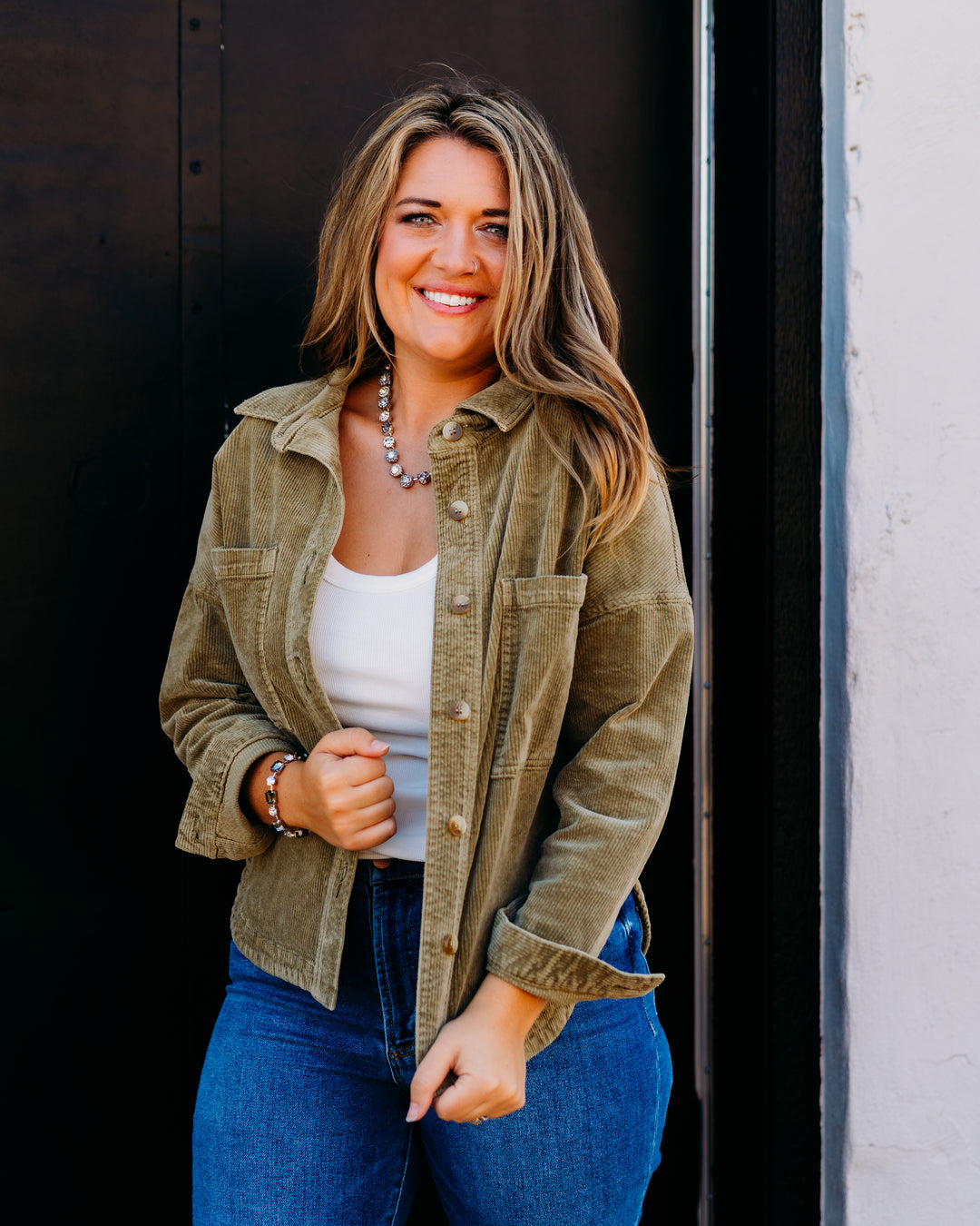 Dear John: Gina Jacket in Olive Branch