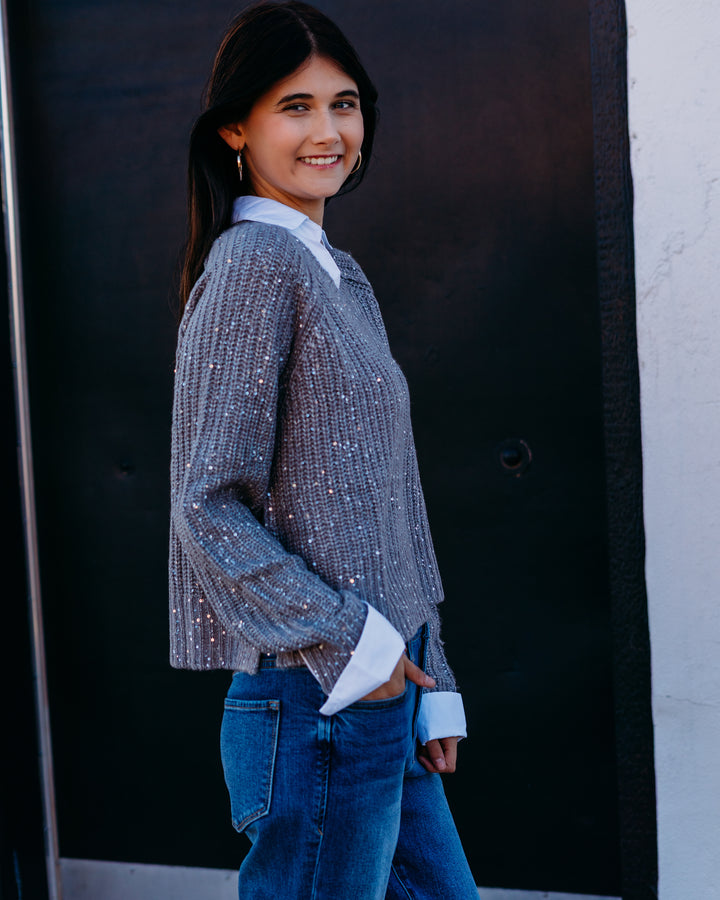 Elan: Grey Sparkle Sweater swg11331