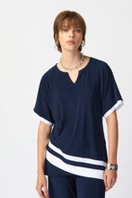 Load image into Gallery viewer, Joseph Ribkoff: Silky Knit Color Block Top in Midnight Blue 241279-
