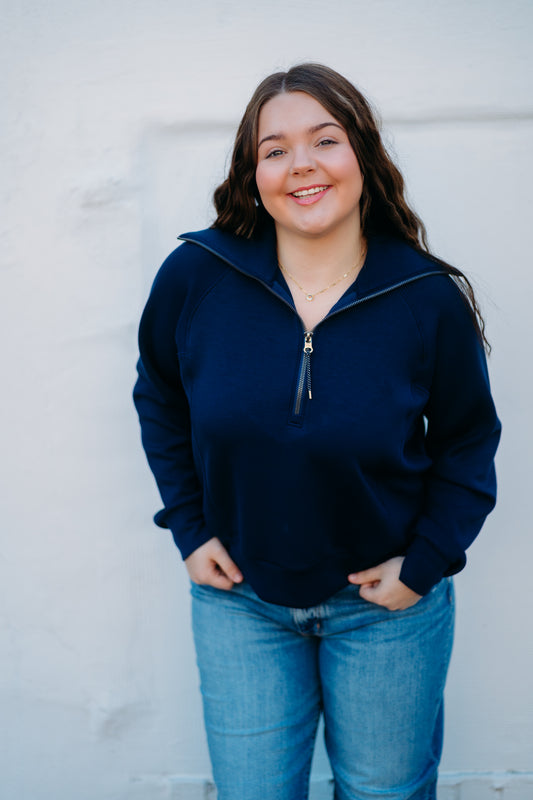 Spanx: AirEssentials Half Zip in Navy - 50346R