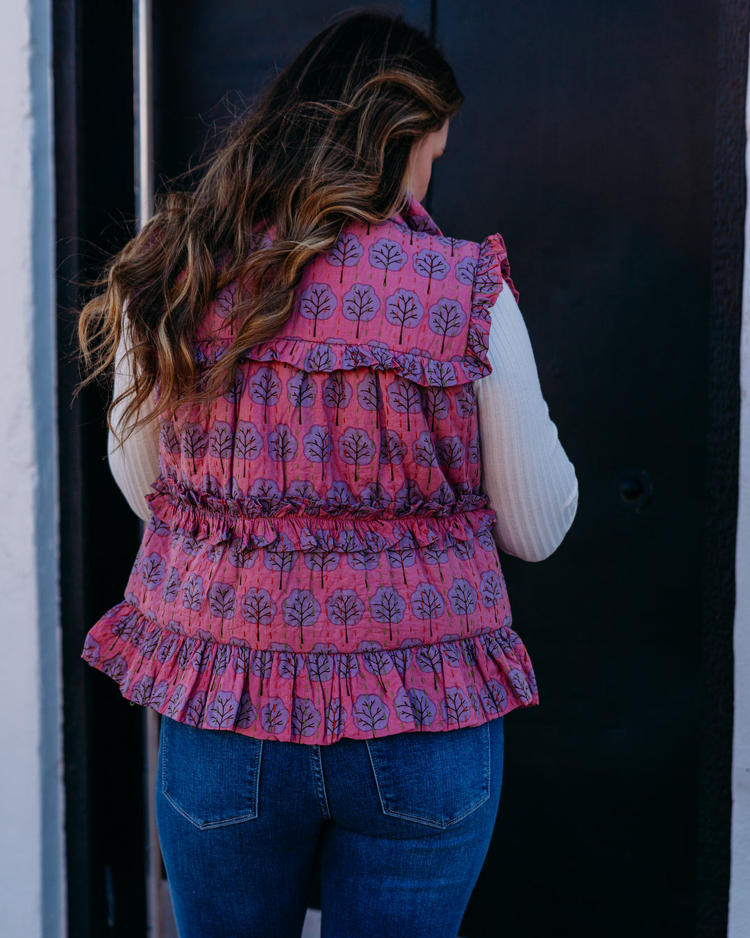 Ivy Jane: Ruffle Printed Vest in Lilac