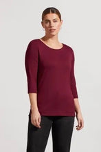 Load image into Gallery viewer, Tribal: Boat Neck 3/4 Sleeve Top in Redwine
