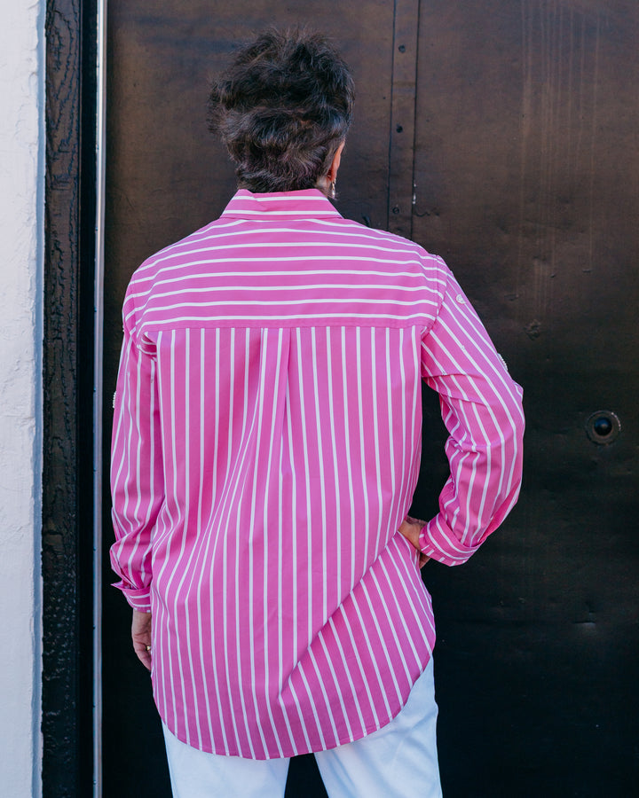 Joseph Ribkoff: LDS Blouse in Pink Pearl Stipes (4496) (261966)