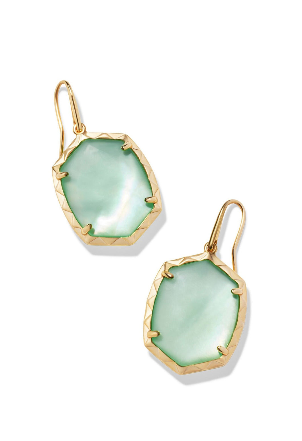 Kendra Scott: Daphne Drop Earrings in Gold Light Green MOP