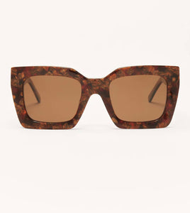 Z Supply: Early Riser Polarized Sunglasses in Brown Tortious