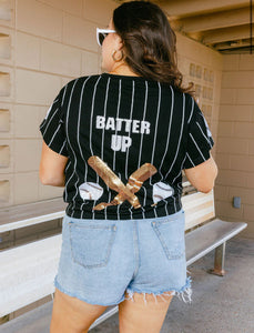 Queen of Sparkles: Black & White Batter Up Tee in Black