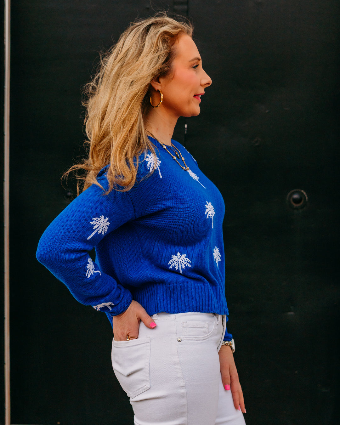 Z Supply: Sienna Palm Sweater in Nautical - The Vogue Boutique