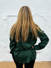 Load image into Gallery viewer, Glam: V-Neck Button Down Shirt in Hunter Green
