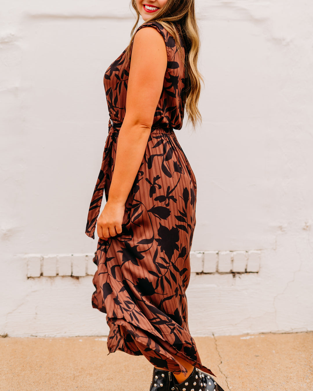 Elan: Brown Foliage Maxi Dress