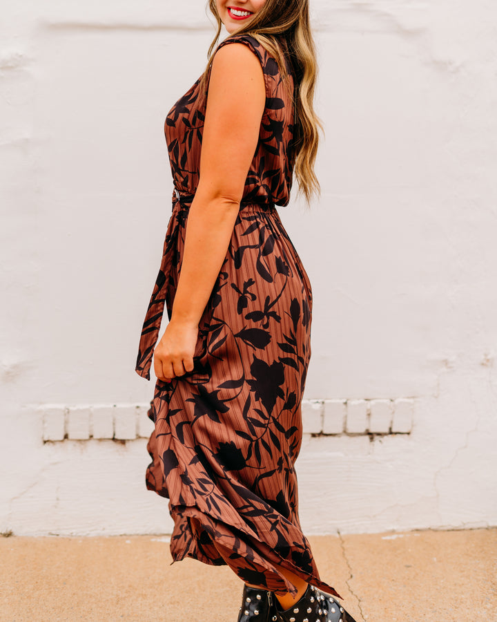 Elan: Brown Foliage Maxi Dress