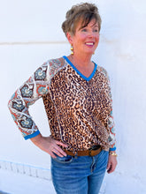 Load image into Gallery viewer, Tru Luxe: V-Neck Mixed Print Knit Top
