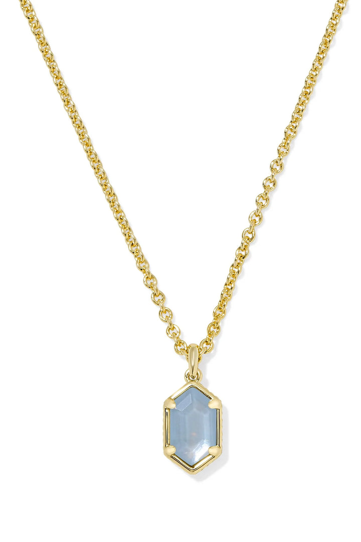 Kendra Scott: Hallie Short Pendant in Gold Sky Blue MOP